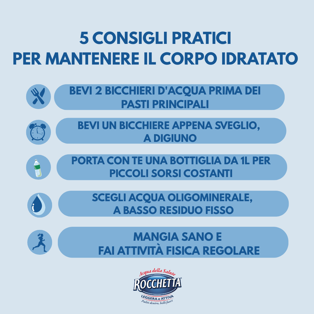 5 CONSIGLI PRATICI PER MANTENERE IL CORPO IDRATATO